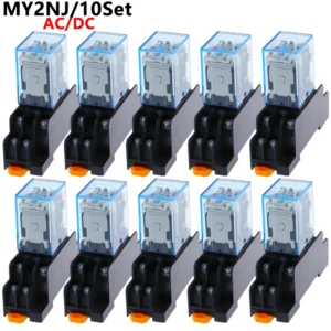 MY2NJ 8-Pin Miniature Relay 24VDC with Socket Base - 10 Set (DPDT 5A)