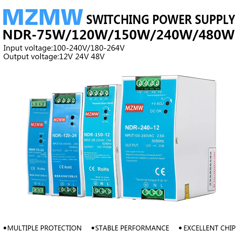 DIN-Rail Power Supply 24V DC 240W 10A (NDR-240-24)